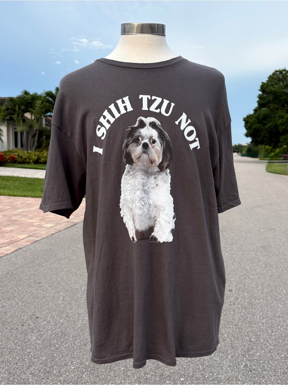 Delta Pro Weight "I Shih Tzu Not" Grey Graphic Tee Shirt Size XL Funny Dog Pet